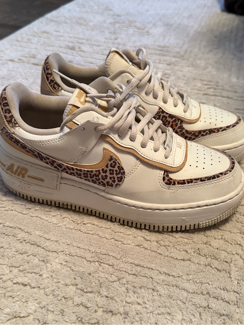 Nike Women’s Air Force 1 Low — Cream with Leopard Swoosh